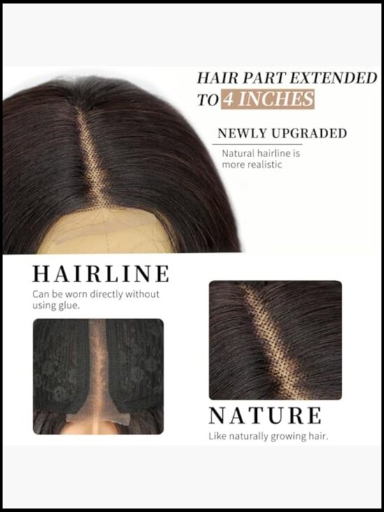 Long Wavy Synthetic Wig with Lace Hairline Middle Part Heat Resistant for main image 4